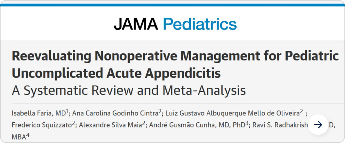 Reevaluating Nonoperative Management for Pediatric Uncomplicated Acute Appendicitis — JAMA Pediatrics